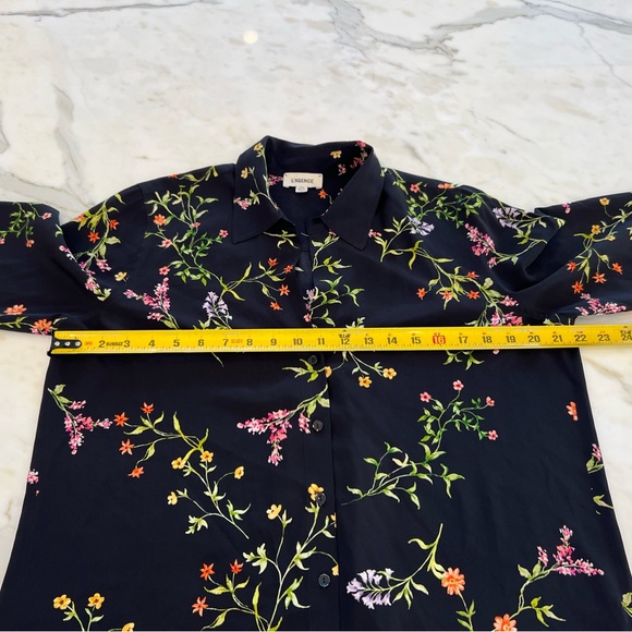 L’AGENCE BLACK FLORAL SILK SHIRT SIZE MEDIUM NWOTS! - Picture 6 of 12